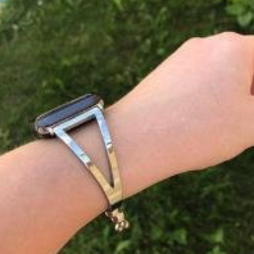 Nava bands Silver Juste cuff adjustable beaded charm Apple Watch band NWT